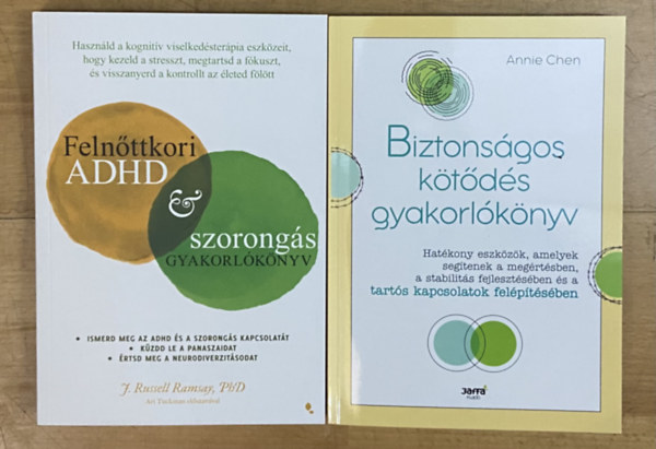 Annie Chen Russel Ramsay - 2 db gyakorlókönyv felnőtteknek - Felnőttkori ADHD és szorongás gyakorlókönyv, Biztonságos kötődés gyakorlókönyv