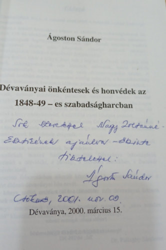 �goston S�ndor - D�vav�nyai �nk�ntesek �s honv�dek az 1848-49-es szabads�gharcban