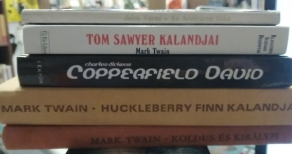 Charles Dickens, Jules Verne Mark Twain - 5 db-os KÖNYVMENTŐ AJÁNLAT, ifjúsági: Huckleberry Finn kalandjai+ Koldus és királyfi+ Copperfield Dávid+ Tom Sawyer kalandjai+ Az Acélváros titka
