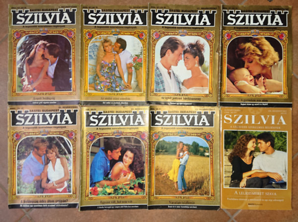 8 lapsz�m a Szilvia c�m� kiadv�nyb�l: 7. reg�nyf�zet, 10. reg�nyf�zet, 17. reg�nyf�zet, 18. reg�nyf�zet, 34. reg�nyf�zet, 41. reg�nyf�zet, 50. reg�nyf�zet, 204. reg�nyf�zet