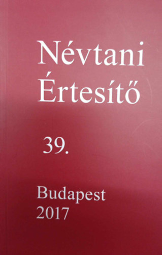 Névtani Értesítő 39.