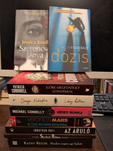 Helen Fitzgerald, Patrica Cornwell, Danya Kukafka, Michael Connelly, Rob Thomas, Jonathan Holt, Patricia Cornwell, Kathy Reichs, Arthur Conan Doyle Jessica Knoll - 9 db-os krimi KNYVMENT AJNLAT: Szerencse lnya+ Dzis+ Elre megfontolt szndkkal+ Lny a hban+ Vres munka+ Veronica Mars - Az ezer dollros bikinivonal+ Az rul+ Sherlock Holmes visszatr+ Minden napra egy halott