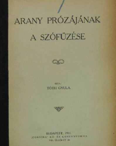 T�th Gyula - Arany pr�z�j�nak a sz�f�z�se