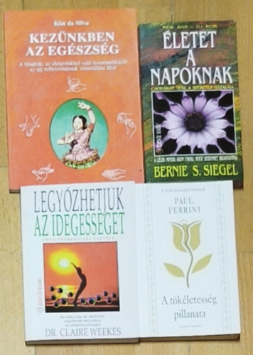 Dr. Claire Weekes, Bernie S. Siegel, Kim da Silva Paul Ferrini - 4db önfejlesztő, spirituális tartalmú mű - Kezünkben az egészség, Életet a napoknak, Legyőzhetjük az idegességet-Problémamegoldás önerővel, A tökéletesség pillanata