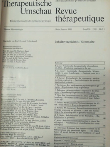 Therapeutische Umschau Revue thrapeutique 1981 teljes vfolyam egybektve