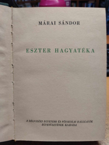 Mrai Sndor - Eszter hagyatka