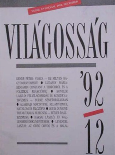 Vil�goss�g - 1992. december, XXXIII. �vfolyam 12. sz�m