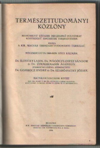 Ilosvay-Mgcsy-Zimmermann - Termszettudomnyi kzlny 1936