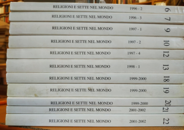 11 db Religioni e Sette: New Age 2 (6); Religioni tradizionali Africane e Cristianesimo (7); Reincarnazione e Messaggio Cristiano (9-10); Fondatori di movimenti Religiosi o Spiritualisti (12); Sette e Gruppi Religiosi particolari in Europa (13)