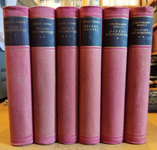 József Attila, Arany János Vörösmarty Mihály - 6 db verseskötet: Arany János I-III. + József Attila + Vörösmarty Mihály I-II.