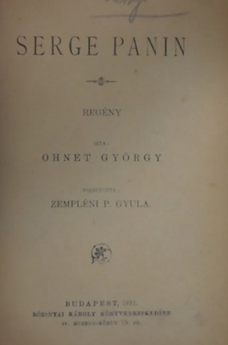 Ohnet Gy�rgy - Serge Panin
