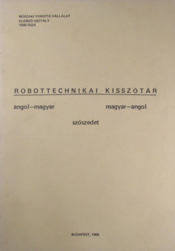 Robottechnikai kissztr (angol-magyar, magyar-angol)
