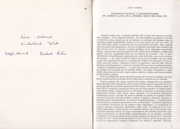 Anderle Ádám - Conciencia Nacional y continentalismo en América Latina en la primera mitad del siglo xx - Különlenyomat - dedikált