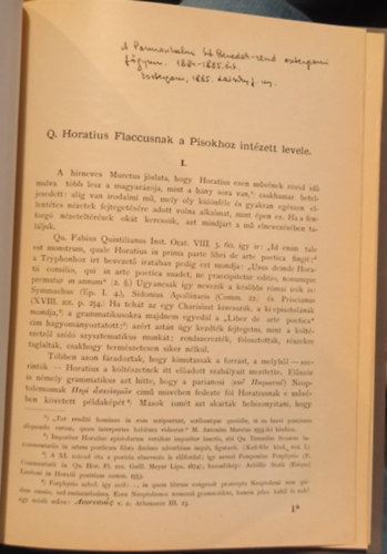 Q. Horatius Flaccusnak a Pisokhoz int�zett levele