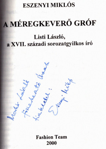Eszenyi Mikl�s - A m�regkever� gr�f (dedik�lt)
