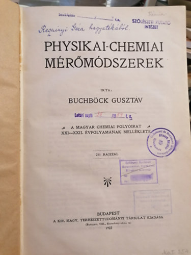 Buchbck Gusztv - Physikai-chemiai mrmdszerek
