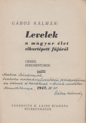 Gbos Klmn - Levelek a magyar let vihartpett fjrl