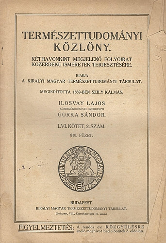 Termszettudomny kzlny - LVI. ktet 2. szm. 810. fzet