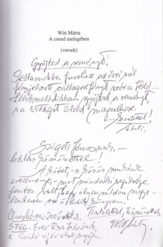 Witt Márta - A csend melegében ( versek ) - dedikált