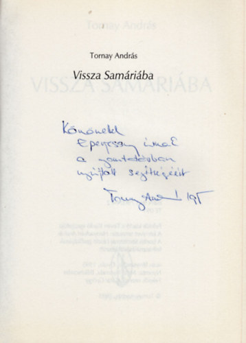 Tornay Andr�s - Vissza Sam�ri�ba (dedik�lt)