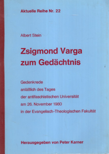 Albert Stein - Zsigmond Varga zum Gedachtnis