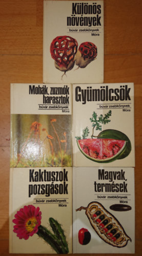 5 knyv nvnyekrl a Kolibri knyvek sorozatbl: Kaktuszok, pozsgsok / Magvak, termsek / Gymlcsk / Mohk, zuzmk, harasztok / Klns nvnyek