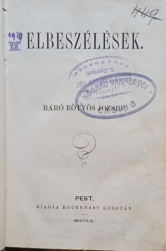 Báró Eötvös József - Elbeszélések