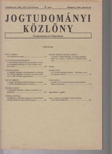 Dr.Hal�sz J�zsef - Jogtudom�nyi k�zl�ny-Bp.1990.03.