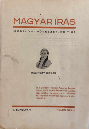 Magyar rs (Irodalom-Mvszet-Kritika)  III. vfolyam - Kln szm