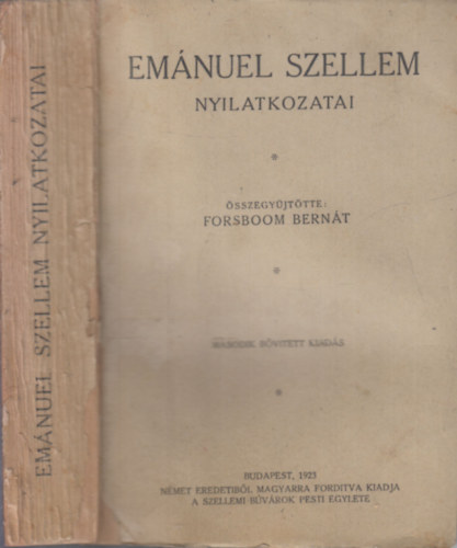 Forsboom Bernt - Emnuel szellem nyilatkozatai