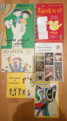 Kis Jenő-Kis Jenőné, Grätzer József, Berhidai Magdolna, Fényi Tibor, Kiss Anna Cseke Miklós - 6 könyv gyerekeknek, hogy az esős napok jól teljenek: De jó játék ez, gyerekek! / Jó játék az ujj, a kéz, a kar / Sicc! / Máktündérek, csutkanépek / Rajzolj te is! / Gyertek játsszunk valamit, azt is megmondom, hogy mit!