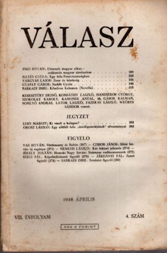 Illyés Gyula - Válasz VIII.évf.4.szám 1948.ápr.