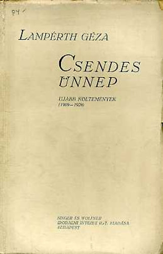 Lamprth Gza - Csendes nnep - jabb kltemnyek (1909-1928)