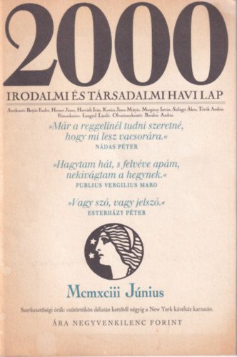 2000 Irodalmi s Trsadalmi Havi Lap - 1993. Jnius