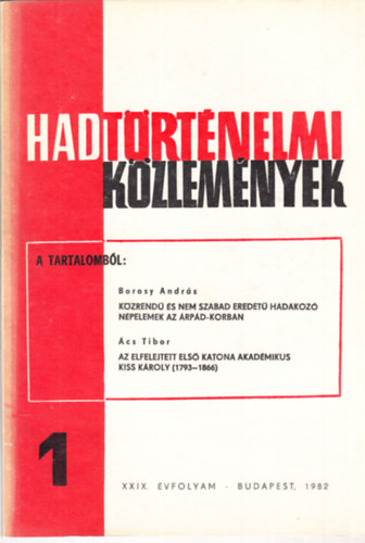 Hadtrtnelmi kzlemnyek XXIX. vf. 1982/1.