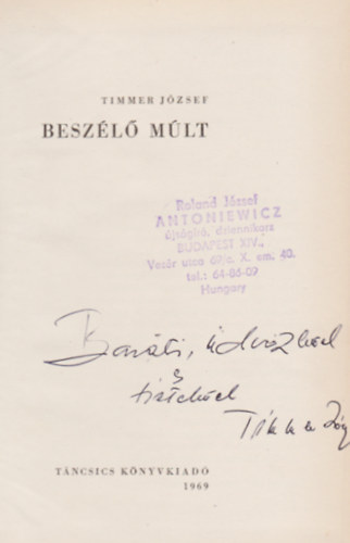 Timmer J�zsef - Besz�l� m�lt (Dedik�lt)