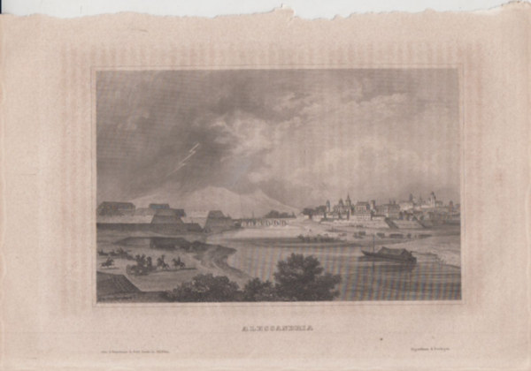 Alessandria (város, Olaszország, Európa) (16x23,5 cm lapméretű eredeti acélmetszet, 1856-ból)