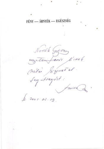 Dr. B�na Endre - F�ny - �rny�k - Eg�szs�g - M�v�szet �s orvost�rt�net