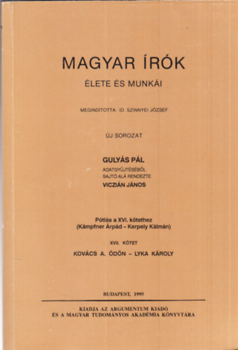 Guly�s P�l - Magyar �r�k �lete �s munk�i XVII.