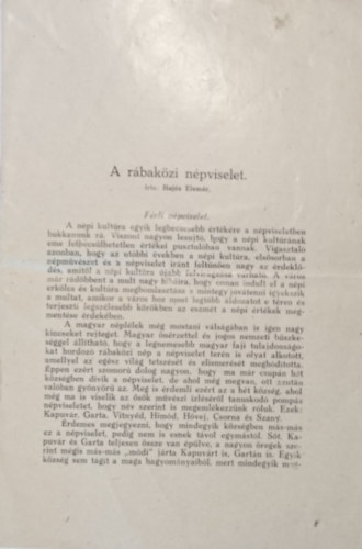 Haj�s Elem�r - A r�bak�zi n�pviselet