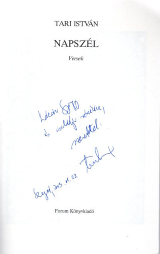 Tari István - Napszél - Versek - dedikált