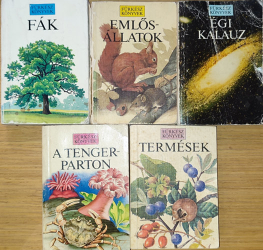 5db mű a Fürkész könyvek sorozatból - Emlősállatok, Fák, Égi kalauz, Termések, A tengerparton