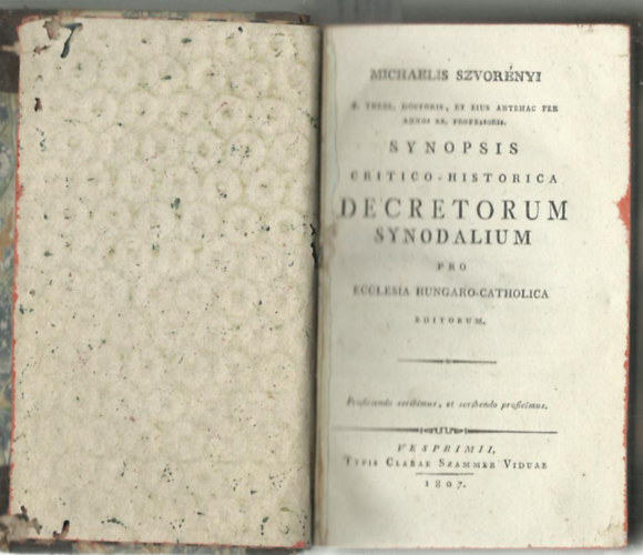 Michaelis Szvorényi - Synopsis critico-historica decretorum synodalium pro ecclesia hungaro-catholica editorum