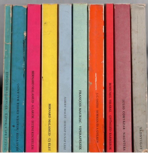 10 db az "Eur�pa Zsebk�nyvek" sorozatb�l: Beauvoir:K�pek,k�pr�zatok+u.a:Minden ember haland�+Malamud:A lak�k.Isteni kegyelem+u.a.:�j �let+Maltz:Holnap is nap lesz+Mauriac:Viperaf�szek+Oates:Norman �s a gyilkos+Vadnyugat +Cortaz�r:Nagy�t