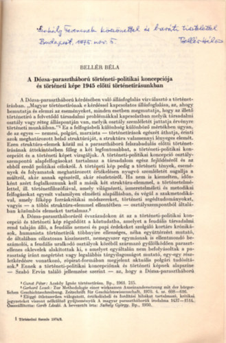 Bellr Bla - A Dzsa-paraszthbor trtneti-politikai koncepcija s trtneti kpe 1945 eltti trtnetrsunkban - Dediklt - Klnlenyomat