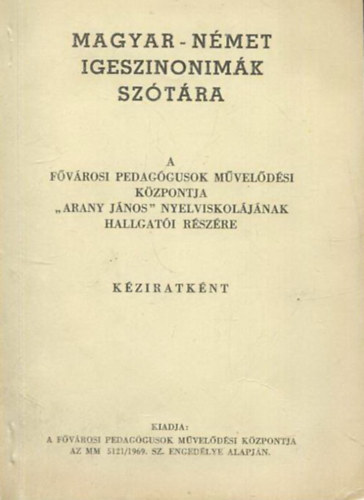 Tim�r J�zsef - Magyar-n�met igeszinonim�k sz�t�ra