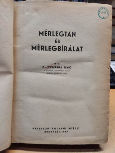 Zwierina Jen� - M�rlegtan �s m�rlegb�r�lat