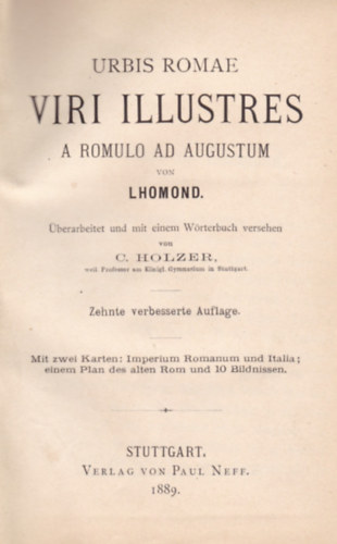 Urbis Romae - VIRI ILLUSTRES - A ROMULO AD AUGUSTUM VON SHOMOND.