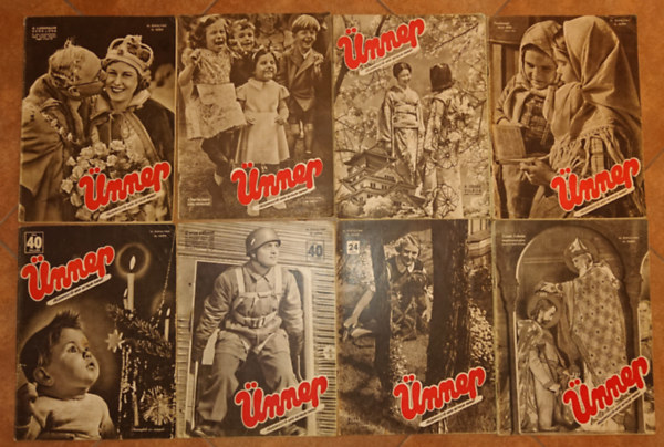 Főszerkesztő: Gróf Bethlen Margit - 8 szám az Ünnep című folyóirat 1939-es (Vi.) évfolyamából: 12. szám, 13. szám, 14. szám, 15. szám, 16. szám, 18. szám, 21. szám, 24. szám