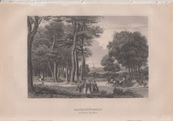 Die Brigittenau (im Prater bei Wien) (Brigittenau kerlet Bcsben, a ligetben, Ausztria, Eurpa) (16x23,5 cm lapmret eredeti aclmetszet, 1856-bl)